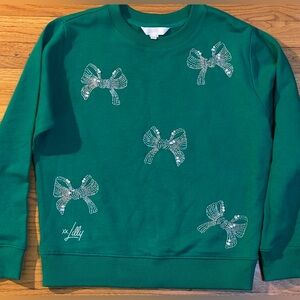 SOLD Lilly Pulitzer XXS- OVERSIZED! Fits S-M! Green Ballard Bow Sweatshirt!